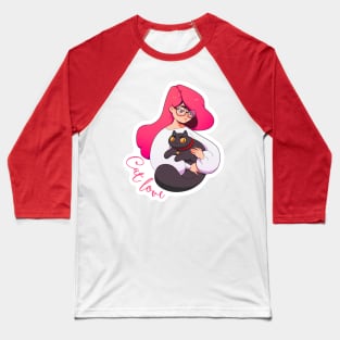 Cat Lady with Glasses Baseball T-Shirt